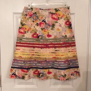 Anthropologie Odille floral ribbon skirt
